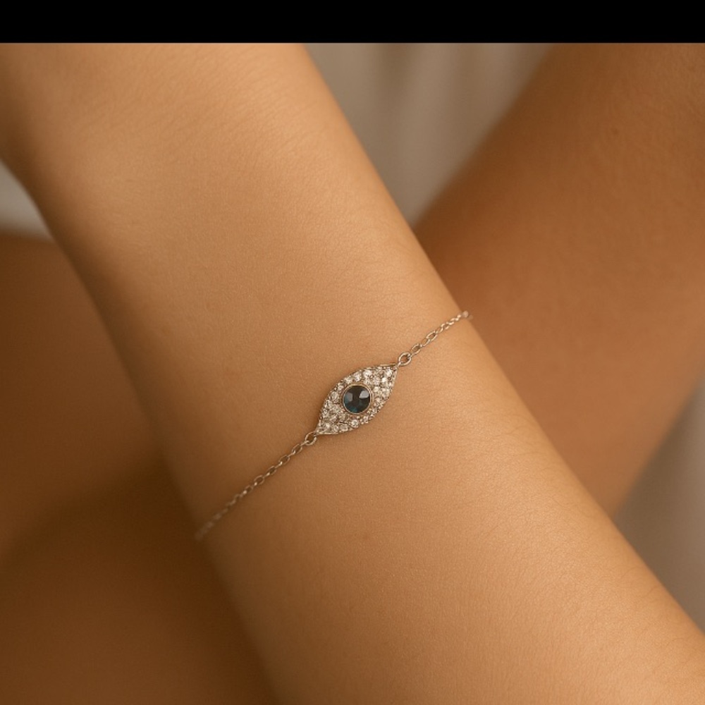 Antian Accessories™ Evil Eye Zirconia Bracelet White Gold & 925 Silver